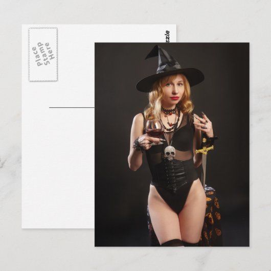 Naughty Witch Halloween Briefkaart (Voorkant / Achterkant)