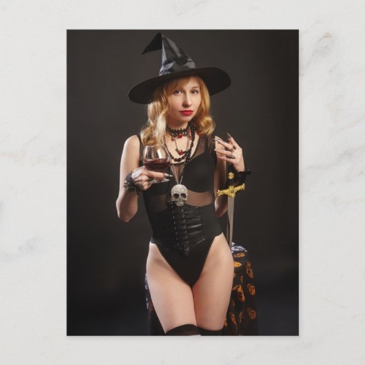 Naughty Witch Halloween Briefkaart (Voorkant)