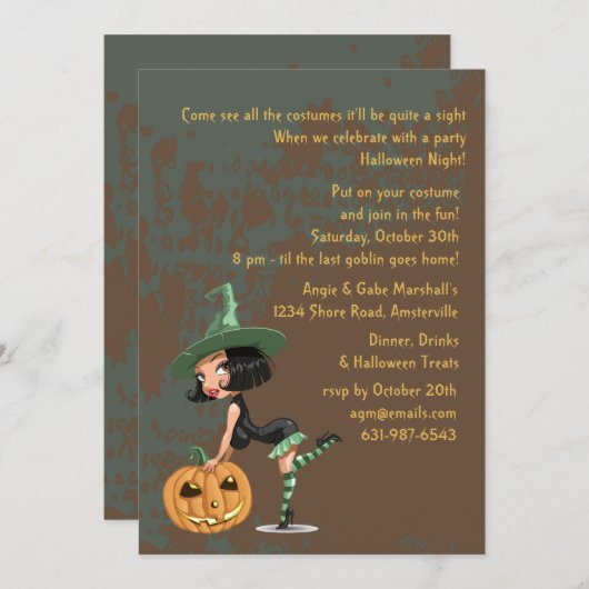 Naughty Witch Uitnodiging (Voorkant / Achterkant)