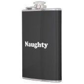 Naughty, witte letters zwart heupfles (Links)