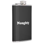 Naughty, witte letters zwart heupfles (Rechts)