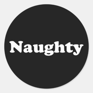 Naughty zwart-wit ronde sticker