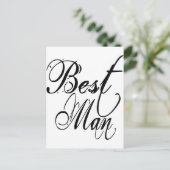 Naughy Grunge Script - Best Man Black Briefkaart (Staand voorkant)