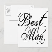 Naughy Grunge Script - Best Man Black Briefkaart (Voorkant / Achterkant)
