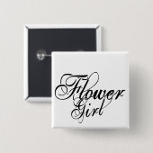 Naughy Grunge Script - Bloemenmeisje Black Vierkante Button 5,1 Cm (Voorkant /achterkant)