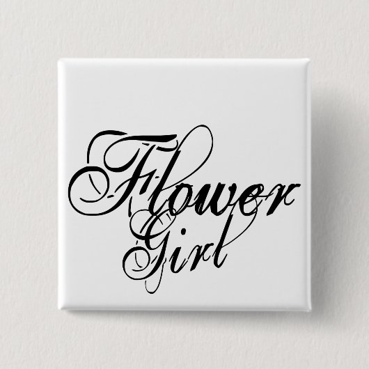 Naughy Grunge Script - Bloemenmeisje Black Vierkante Button 5,1 Cm (Voorkant)