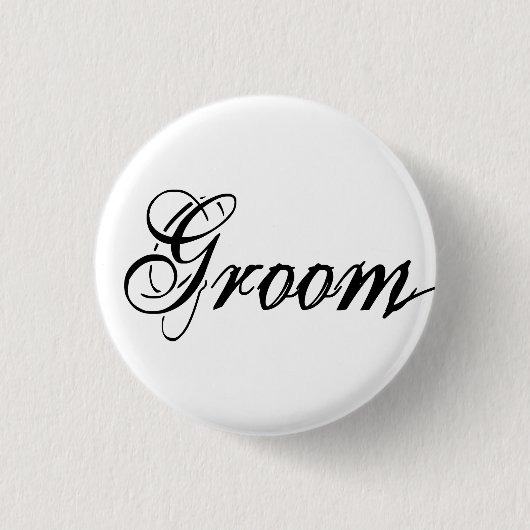 Naughy Grunge Script - Groom Black Ronde Button 3,2 Cm (Voorkant)