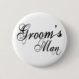 Naughy Grunge Script - Groom's Man Black Ronde Button 5,7 Cm