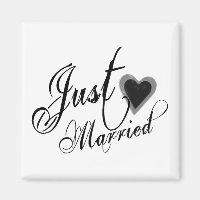 Naughy Grunge Script - Just Married Heart Black