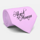 Naughy Grunge Script - Maid of Honor Black Stropdas (Opgerold)