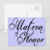 Naughy Grunge Script - Matron of Honor Black Briefkaart (Voorkant / Achterkant)