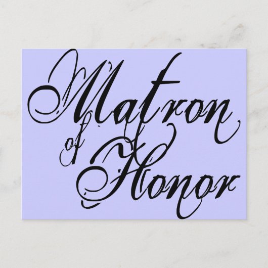 Naughy Grunge Script - Matron of Honor Black Briefkaart (Voorkant)