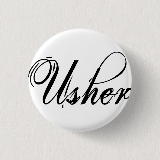 Naughy Grunge Script - Usher Black Ronde Button 3,2 Cm (Voorkant)