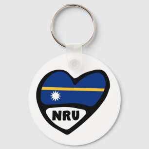 Nauru Country Code Flag Heart Keyring, NRU Sleutelhanger