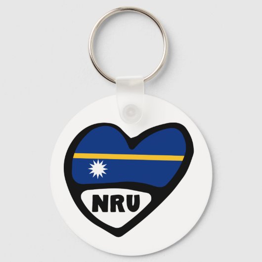 Nauru Country Code Flag Heart Keyring, NRU Sleutelhanger (Voorkant)