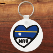 Nauru Country Code Flag Heart Keyring, NRU Sleutelhanger (Voorkant)