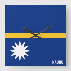 Nauru Flag Dazzling Patriotic Vierkante Klok