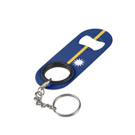 Nauru Flag Mini Flessenopener (Achterkant Gekanteld)
