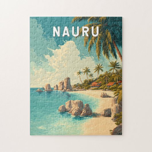 Nauru Illustratie Reis Kunst Vintage Legpuzzel (Verticaal)