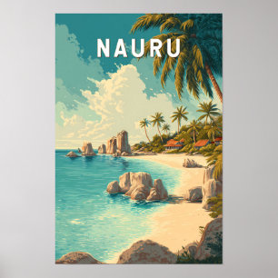Nauru Illustratie Reis Kunst Vintage Poster