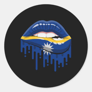 Nauru lippen trots root vlag ronde sticker