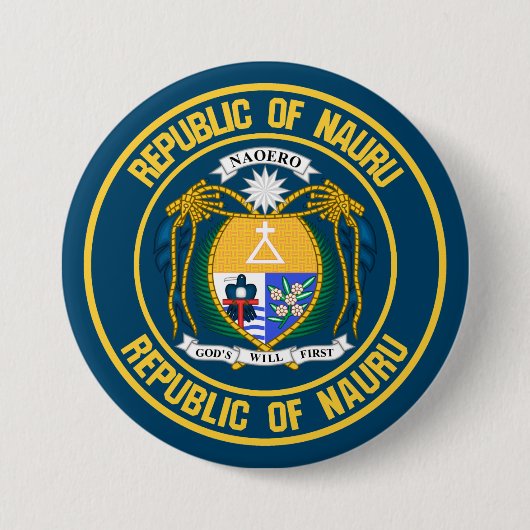 Nauru Round Emblem Ronde Button 7,6 Cm (Voorkant)