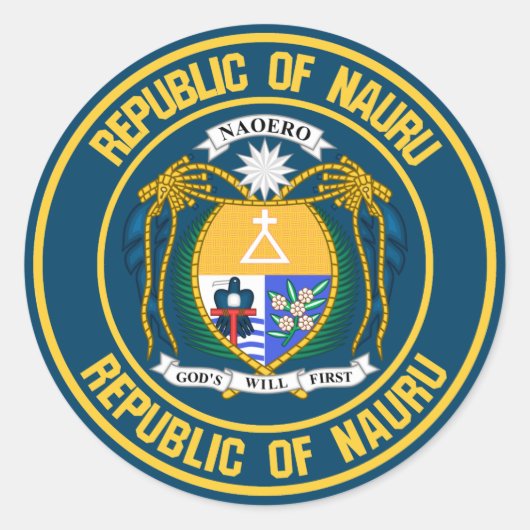 Nauru Round Emblem Ronde Sticker (Voorkant)