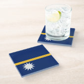Nauru vlag glazen onderzetter (Schuin)