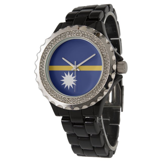 Nauru vlag horloge (Gekanteld)