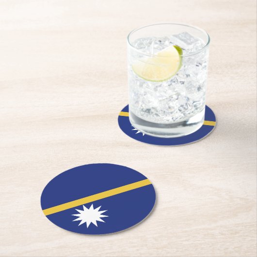 Nauru vlag ronde kartonnen onderzetter (Insitu)