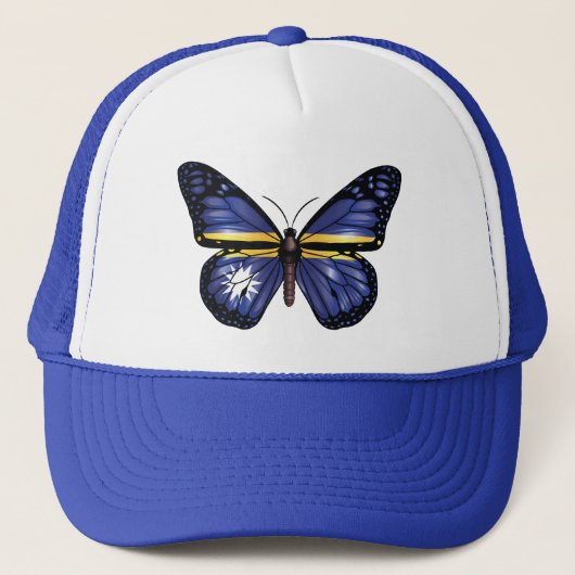 Nauru vlinder monarch vlag trucker pet (Voorkant)