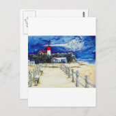 Nauset Light Conferering met de maan Briefkaart (Voorkant / Achterkant)