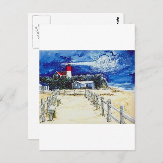 Nauset Light Conferering met de maan Briefkaart (Voorkant / Achterkant)