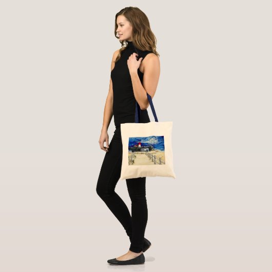 Nauset Light Conferering met de maan Tote Bag (Voorkant (model))
