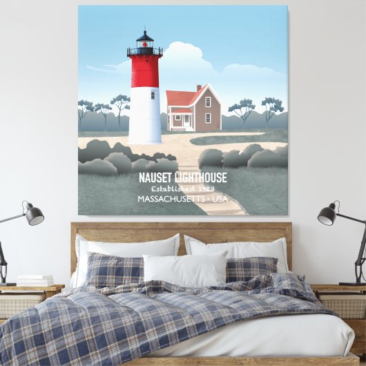Nauset Lighthouse Canvas Afdruk (Insitu (Slaapkamer))