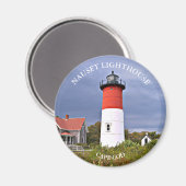 Nauset Lighthouse, Cape Cod MA Round Magnet (Voorkant / Achterkant)