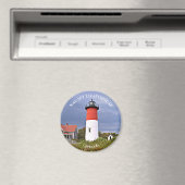 Nauset Lighthouse, Cape Cod MA Round Magnet (Insitu (Vaatwasser))