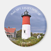 Nauset Lighthouse, Cape Cod MA Round Magnet (Voorkant)