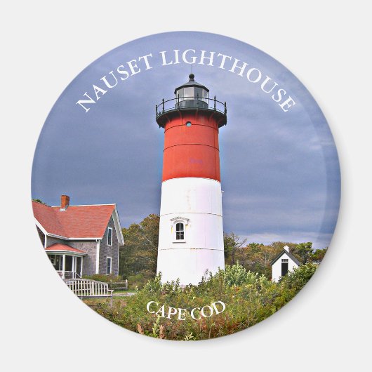 Nauset Lighthouse, Cape Cod MA Round Magnet (Voorkant)