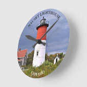 Nauset Lighthouse, Cape Cod MA Wall Clock Ronde Klok (Hoek)