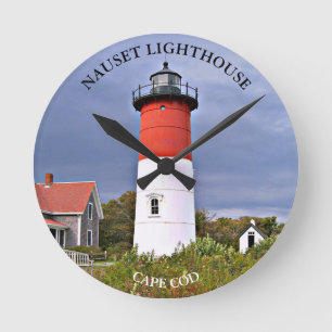 Nauset Lighthouse, Cape Cod MA Wall Clock Ronde Klok