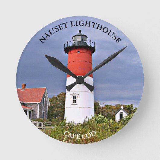 Nauset Lighthouse, Cape Cod MA Wall Clock Ronde Klok (Voorkant)
