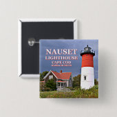 Nauset Lighthouse, Cape Cod Massachusetts Pin Vierkante Button 5,1 Cm (Voorkant /achterkant)
