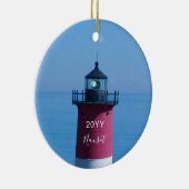 Nauset Lighthouse Dated Cape Cod Kerstmis Keramisch Ornament (Rechts)