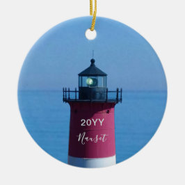Nauset Lighthouse Dated Cape Cod Kerstmis Keramisch Ornament