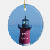 Nauset Lighthouse Dated Cape Cod Kerstmis Keramisch Ornament (Links)