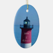 Nauset Lighthouse Dated Script Name Keramisch Ornament (Rechts)