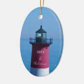 Nauset Lighthouse Dated Script Name Keramisch Ornament (Links)