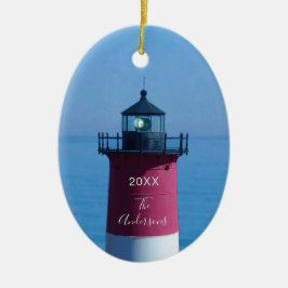 Nauset Lighthouse Dated Script Name Keramisch Ornament