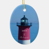 Nauset Lighthouse Dated Script Name Keramisch Ornament (Achterkant)